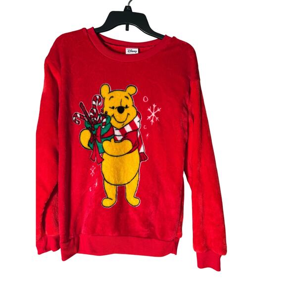 Disney's Winnie the Pool Christmas Sweatshirt Chenille Flleece - Picture 1 of 6